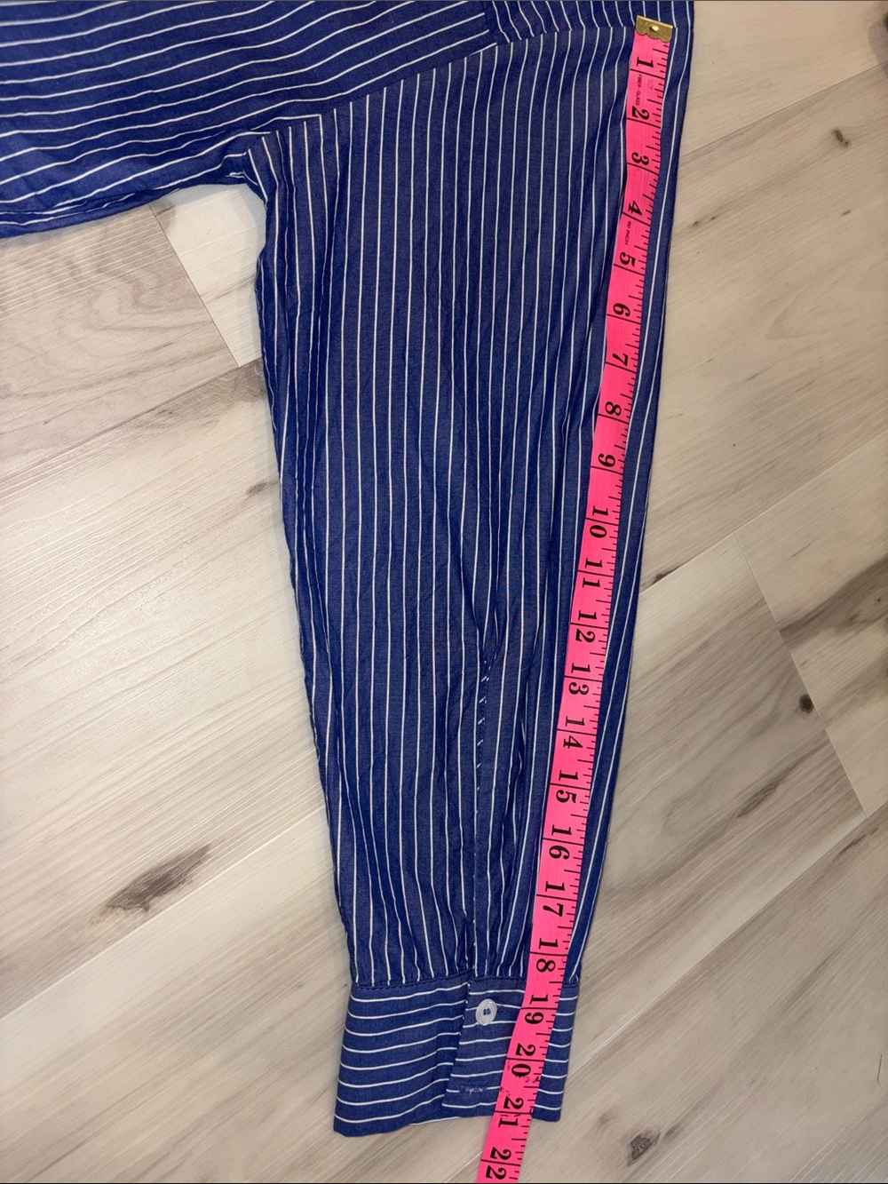 Zara Button Down Shirt, Cotton Poplin, Cropped, Blue & White Stripe, M - Picture 12 of 13